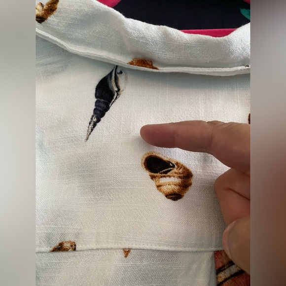 SEASHELL NAUTICAL Jane + Delancey shirt brown & gray shells Large OCEAN FUN - Picture 10 of 12